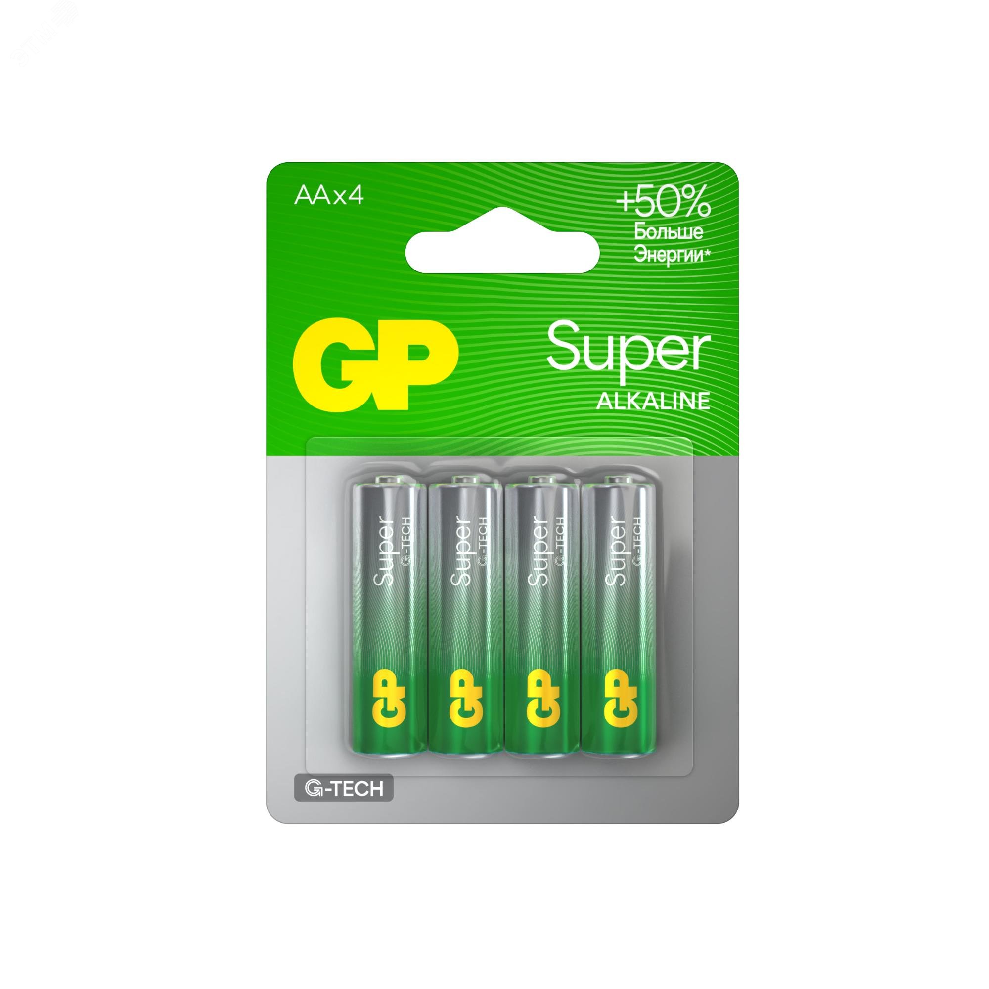 Батарейка алкалиновая GP Super Alkaline G-Tech 15А АA - 4 шт. на блистере 21384 GP