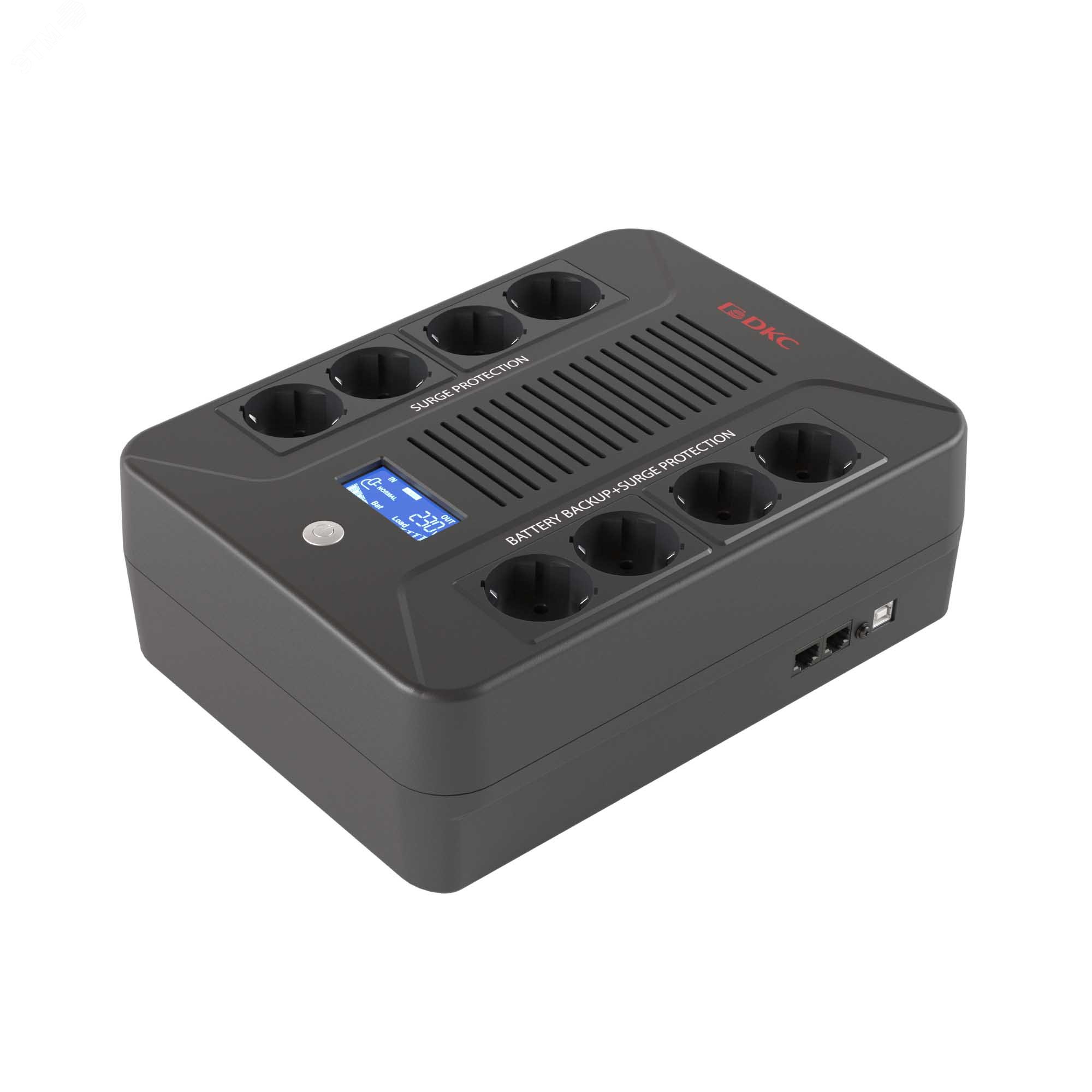 Источник бесперебойного питания line-interactive, Инфо ПДУ (Info PDU), 800 ВА/480 Вт,1/1,8xSchuko, LCD, 1x8Aч INFOPDU800LCD DKC