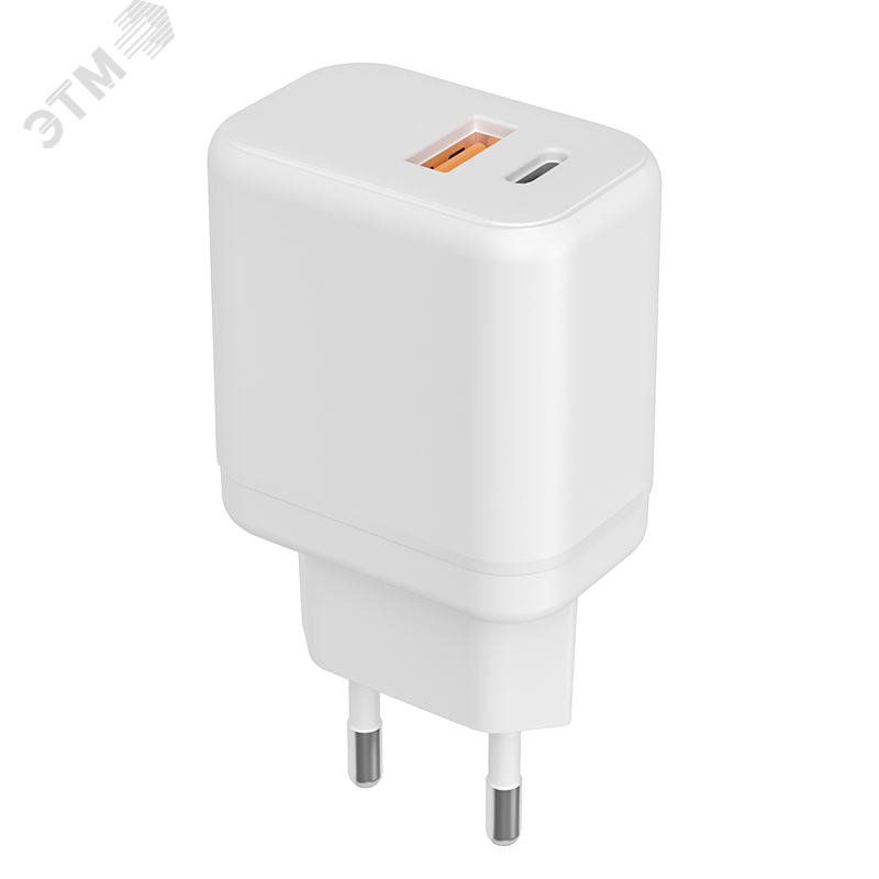 Зарядное устройство сетевое (адаптер к кабелю USB) белый 20 Вт 2 разъема USB-A Type-C ФАZА 5048805 JazzWay