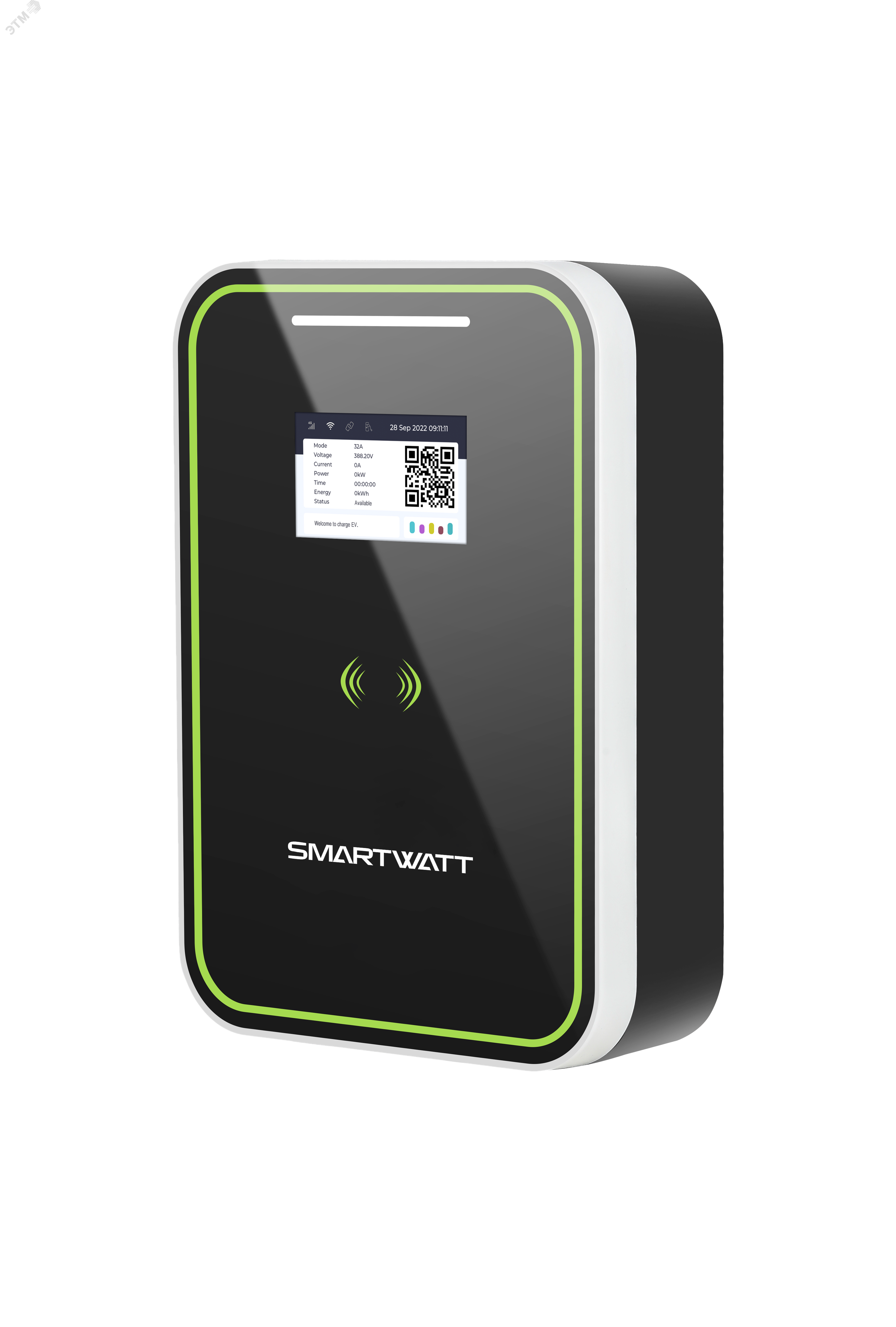 Зарядная станция для электромобиля SMARTWATT EVC, 22 кВт, коммерческая OCPP 1.6J, переменный ток, 3 фазы 380 В 32 А, кабель 5 метров TPU GBT, IP54 EVC AC 22K 3P CP GBT SMARTWATT