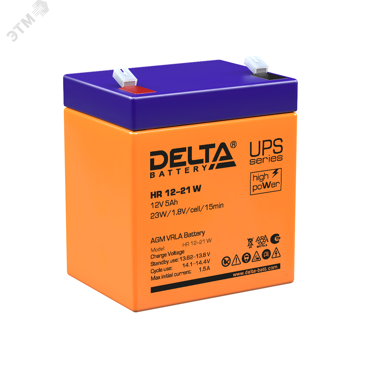 Аккумулятор HR 12В 5Ач HR 12-21 W DELTA