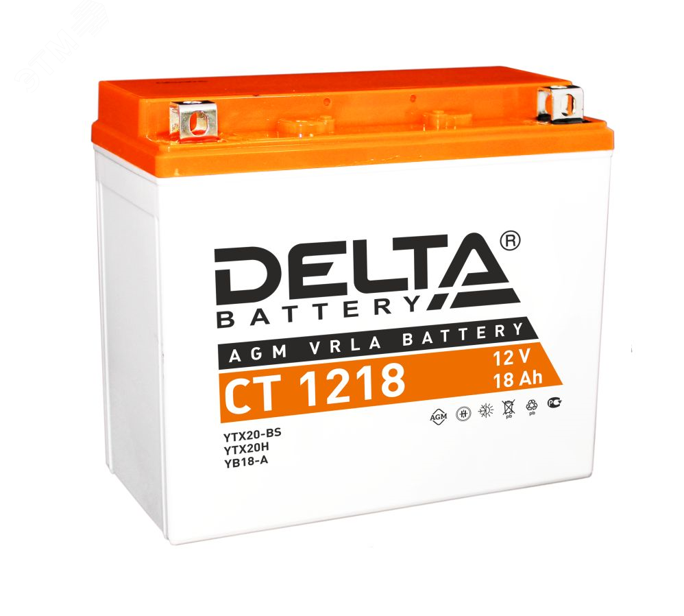 Аккумулятор CT 12В 18Ач CT 1218 Delta для транспорта