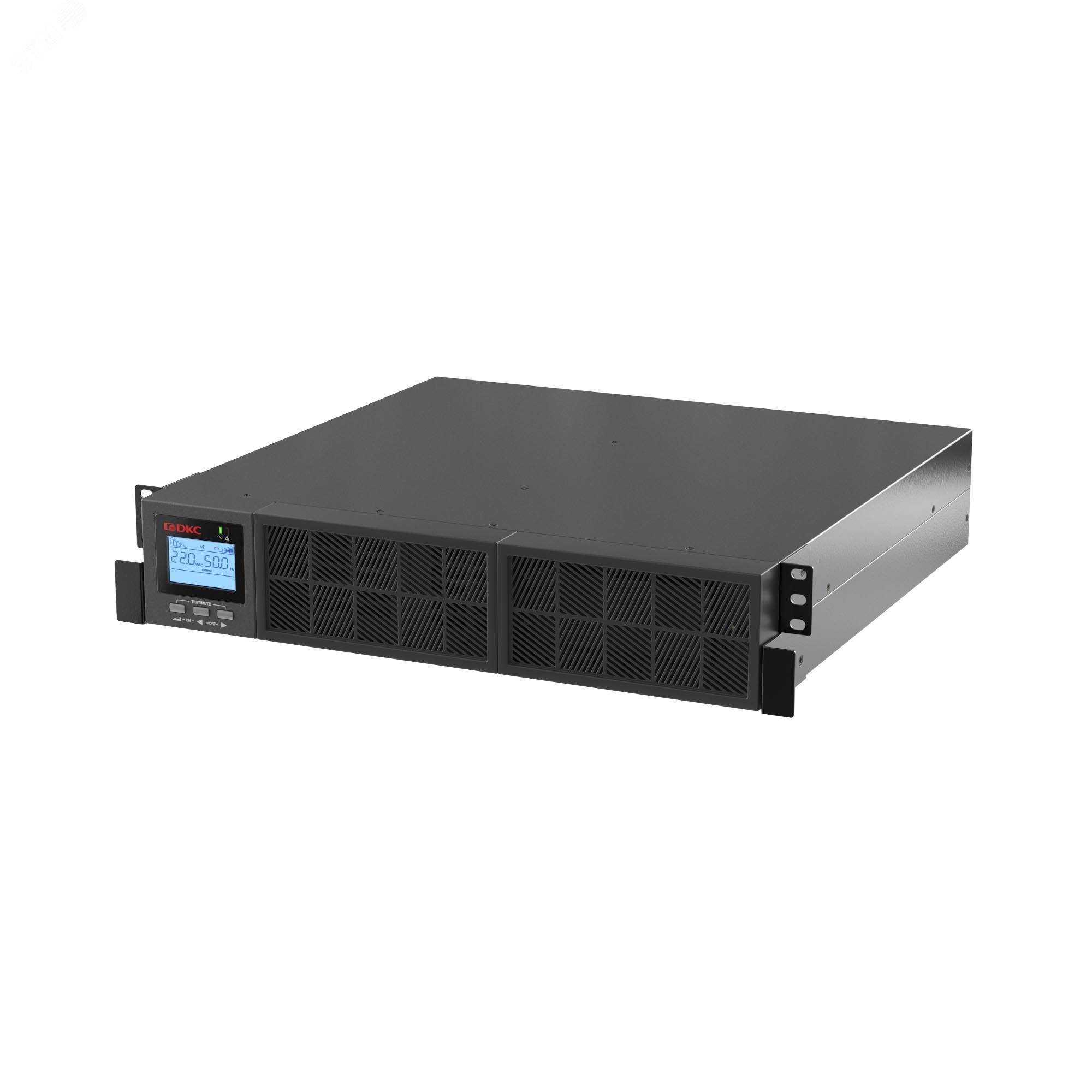 Источник бесперебойного питания Online Смолл Рэкмаунт (Small Rackmount), 3000 ВА/3000 Вт,1/1, 8xIEC C13, 1хIEC C19, EPO, USB, RS-232, Rack 2U, з/у 1А, 6x9Ач SMALLR3A5I DKC